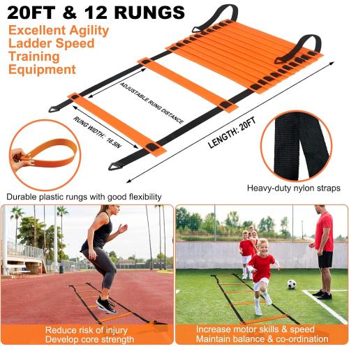 Kids Soccer Goals for Backyard, 2 of 6 x 4 ft Kids Soccer Goal Set Soccer Net with 10 Soccer Cones, Agility Ladder & Carry Bag, Portable Soccer Training Equipment.