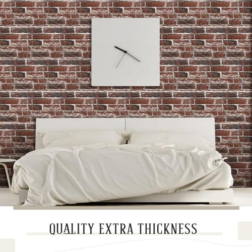 Tinlade 40 Pcs, 3D Wall Panels Peel and Stick Foam Brick Wallpaper Printable Faux Brick Wall Panels Decorative Self Adhesive Tiles Waterproof(Red Brick)