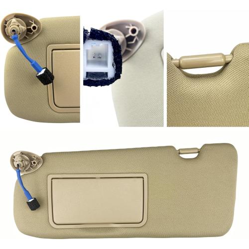 Pair of Left and Right Sun Visor with Holders for Honda CR-V CRV 2017 2018 2019 2020 2021 2022 with Light Sunroof Windshield Sunshade Replacement (Beige Color)