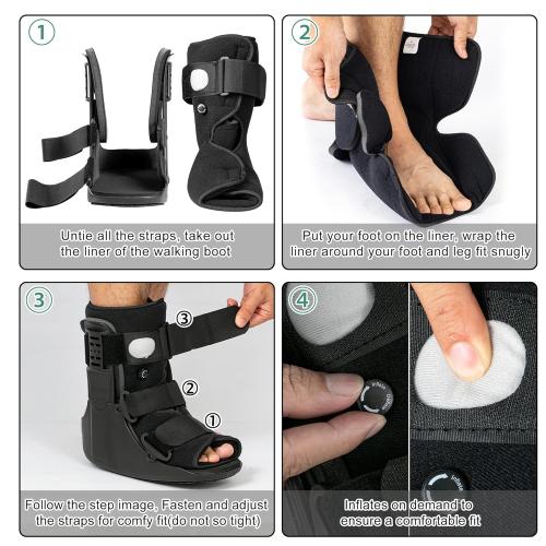 Size S/M....Air Walking Boot, Fracture Boot Short Walker Protection Fits Left or Right Foot Ankle Support for Injuries Fractures Sprains Black M