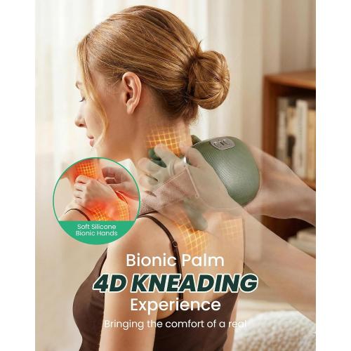 Neck Massager with Heat - Neck and Back Shiatsu Massager for Relieve Fatigue, Deep Tissue Portable Neck and Shoulder Massager for Home and Travel, Green