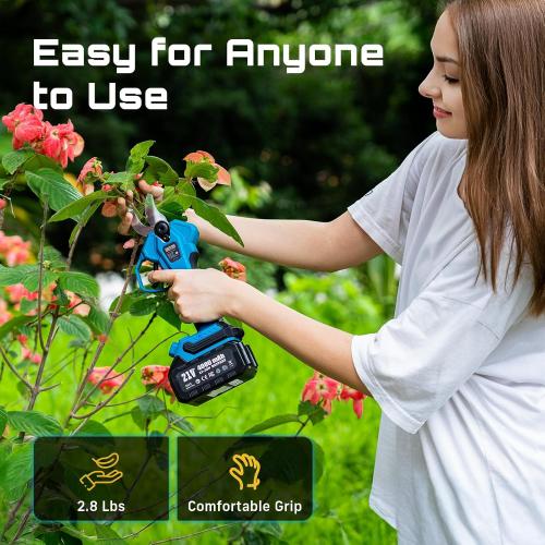 SEESII Electric Pruning Shears Cordless: Up to 1.6 Cutting Diameter Power Pruner - 2 Pcs 4.0Ah Batteries, Brushless Motor, Extra SK5 Blade, 4 Modes Adjustable Branch Cutter for Tree Flower Trimming
