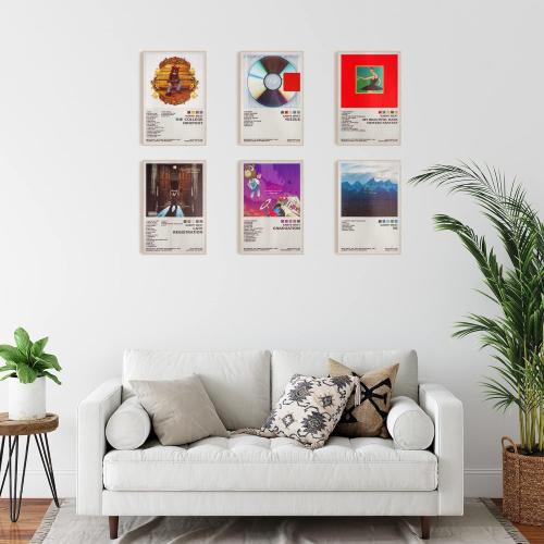 ManRule Kanye West Poster Set of 6 Album Cover Posters 8 by 12 inch Music Posters for Room Aesthetic Canvas Wall Art for Teens Room Decor UNFRAMED (Kanye West)