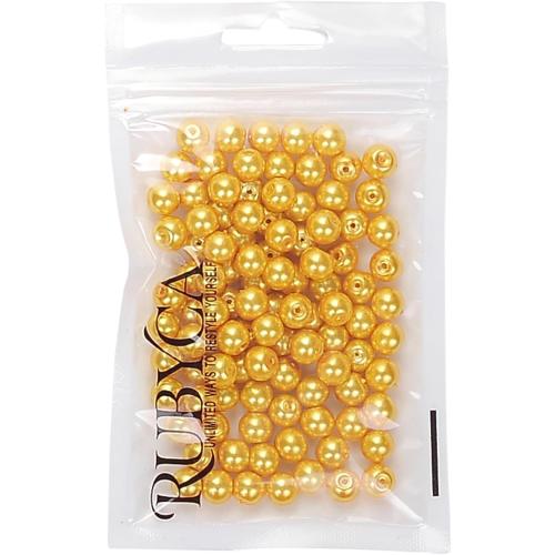 RUBYCA 200Pcs Czech Tiny Satin Luster Glass Pearl Round Beads Beading Jewelry Making 4mm Dark Gold