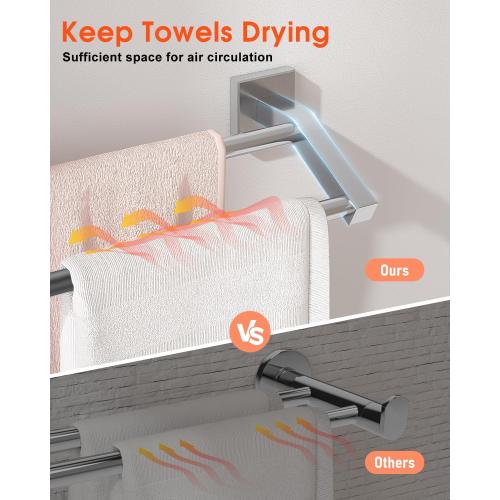 Alise Double Bath Towel Bars Towel Racks for Bathroom,Wall Mount Towel Holder Heavy Duty SUS304 Stainless Steel Towel Hanger Towel Rail,Brushed Nickel