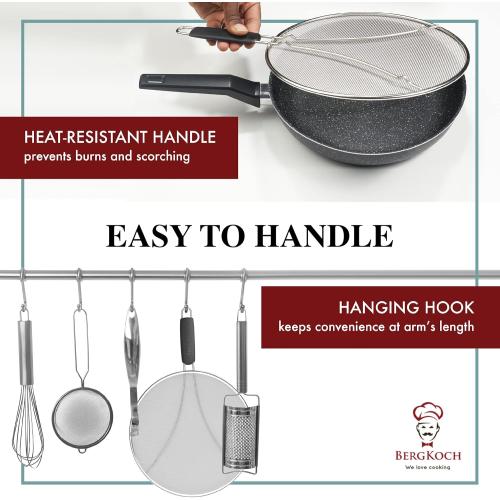 BergKoch Splatter Screen for Frying Pan - 15 Inch Stainless Steel Grease Splatter Guard - Cover Oil Splash when Sizzling Bacon, Cooking Fried Chicken or Popcorn