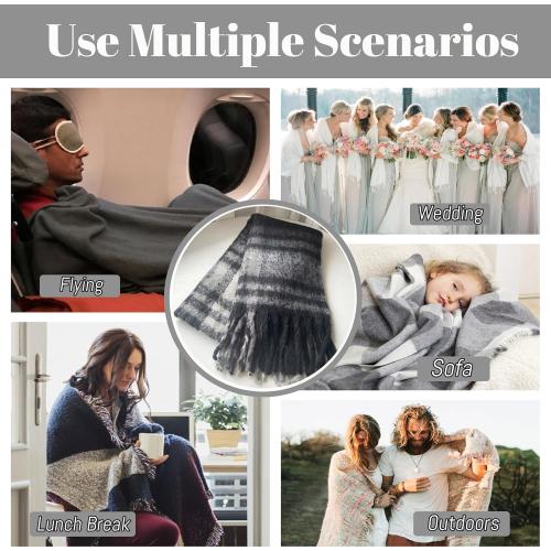 Jepony Large Scarf Colorful CashmereThick Tassel Scarf for Women Fall Winter Warm Big Shawl Blanket Scarves & Wraps Gifts