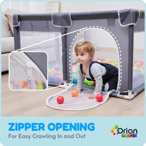Orian Baby Playpen 50x50 Large Play Yard for Babies and Toddlers, Indoor Outdoor Playpen, Sturdy Baby Play Pen with Mesh Sides, Safe Baby Fence Play Area, Assembly Required/Not Portable, w Storage Bag (green)