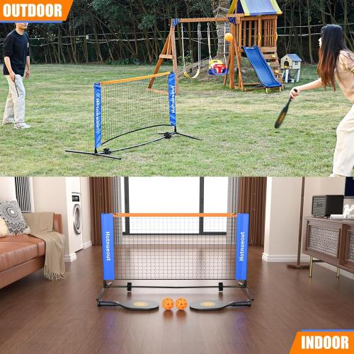 Pickleball Set with Net and Paddles 5FT Wide Indoor Mini Portable Pickle Ball Practice Net Small Equipment Training Net, for Driveways, Outdoor Home