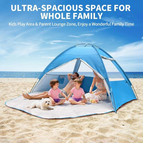 COVACURE Beach Tent Sun Shelter UPF 50  UV Protection for 3-4 Person-Blue