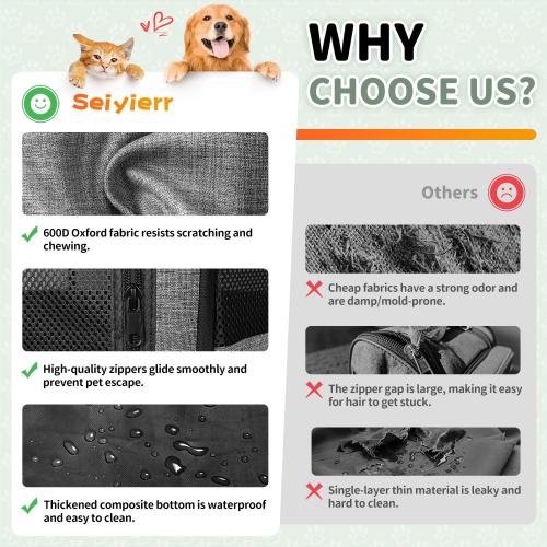 Seiyierr Puppy Playpen, 45 Portable Dog Playpen, Pet Playpen for Dogs Cats, Pop Up Playpen and Exercise Play Pen Dog Tent Indoor/ Outdoor, Removable Shade Cover