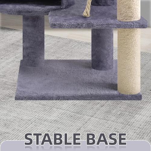 TINWEIUS 42.5'' Cat Tree for Indor Cats, Multifunctional Cat Tower with Cozy Condo, Perches, Scratching Posts and Hammock, Grey…
