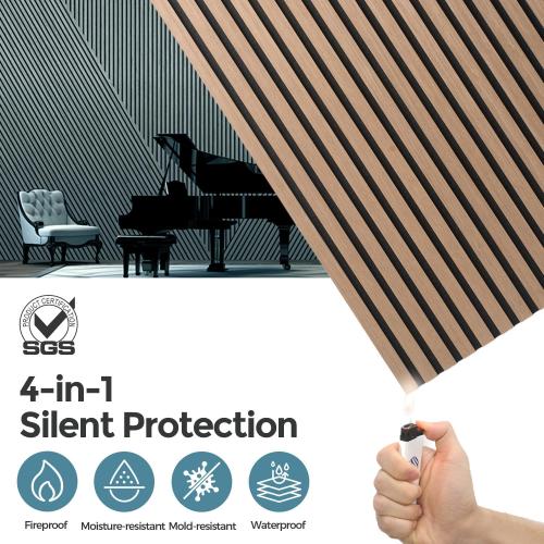 10 PCS.....Sound Proof Foam Panels for Walls-Wood Wall Slat Acoustic Panels for Wall and Ceiling-96x24Inches 2 Soundproof Solar Panels,3D Wall Panels for Home Decor (Walnut)