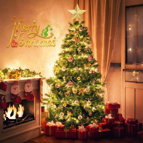 Glitter Christmas Star Tree Topper for Holiday Decorations, Christmas Tree Decoration for Holiday Ornament and Home Decor, Shatterproof Tree Toppers for Party Indoor ＆ Outdoor-Gold 4 inch