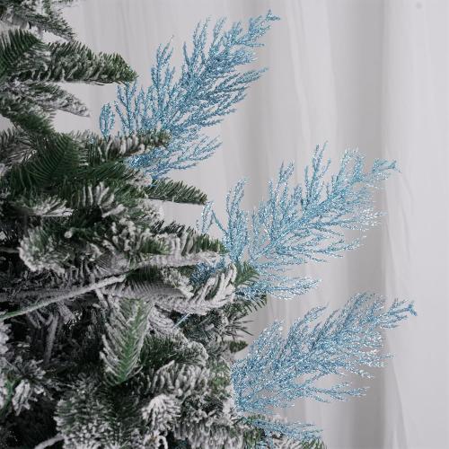 Christmas Glitter Berries Stems 16pcs Artificial Berry Picks for Christmas Tree Ornaments fillers, DIY Xmas Wreath, Crafts, Garland, Holiday, Party, Wedding and Home Decoration (Blue)