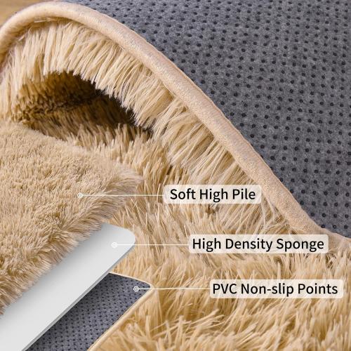 Large Area Rugs for Living Room, Ultra Soft Beige Big Shag Rug for Bedroom Nursery, Modern Fluffy Plush Carpet for Girls Boys Kids Room Dorm Home Decor, Upgrade Non-Slip