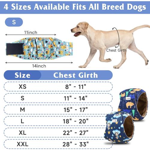 Size S 5 Pack Dog Diapers Male, Premium Belly Bands for Male Dogs, High Absorbing Male Dog Pee Wraps for Doggie in Incontinence or Excitable Urination and Training