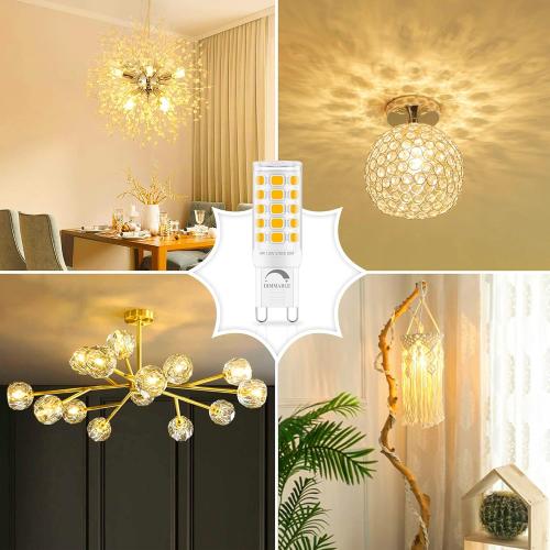 Sailstar G9 LED Bulb Dimmable 2700K Soft Warm White 6 Pack, T4 G9 4W Replacement for 40 Watts Halogen, Ceramic Bi Pin Base, 120V 400 Lumen 360°Beam Angle, G9 Light Bulbs for Chandelier