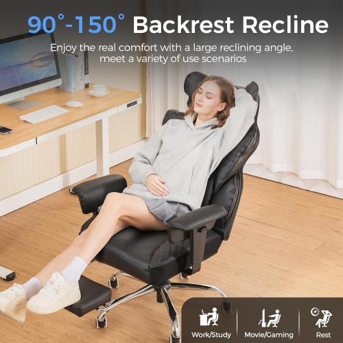GTPLAYER Big and Tall Gaming Chair 400lbs Heavy Duty Office Chair with Foot Rest & Ergonomic Pocket Spring Lumbar Support, High Back 3D Saddle Shaped Cushion for Back Pain Relief, Matte-Black ⚠️MISSING BOTTOM WHEEL CONNECTOR KNOB SCREW⚠️