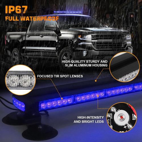37 Inch 104 LED Roof Blue Emergency Lights Magnetic Strobe Lights | Top Double Side Traffic Advisor Warning Flashing Safety Light Bar w/ Controller for Vehicles Trucks