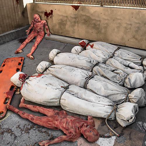 Halloween Bloody Full Body - 4.8ft Latex Skinned Hanging Corpse Torso Props for Haunted House Zombie Halloween Party Decoration(1Piece)