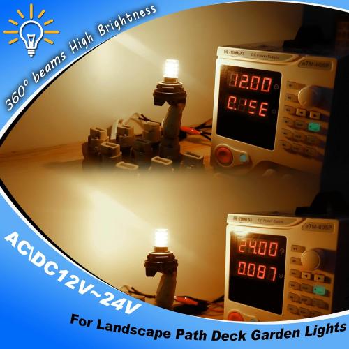 T5 T10 LED Wedge Base Bulbs, 2700K Warm White 2 Watts Equivalent 11W 18W Incandecent Bulbs, AC/DC 12-24V Low Voltage Replacement for Landscape Path Deck Garden RV Camper Lights, 6 Pack