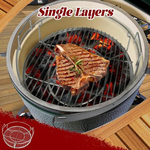 5 Piece Expander Rack for Big Green Egg Medium Replacement Kit Grill Racks for Eggspander Conveggtor Basket 304 Stainless Steel with Removable Cooking System BGE Accessories