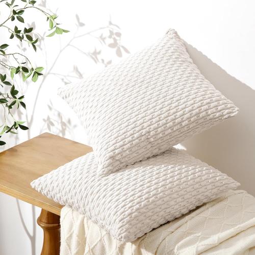 COLOR RED AND GREEN ❗❗Softalker Corduroy Decorative Throw Pillow Covers 16x16, Set of 2, Beige | Soft Boho Striped Pillow Cases, Couch Fluffy Cushion Covers for Farmhouse Home Decor Bed Living Room