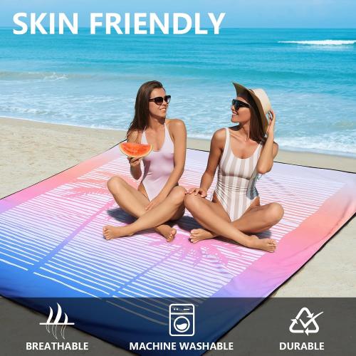 WIWIGO Beach Blanket Mat Waterproof Sandproof for 2-8 Adults Quick Drying
