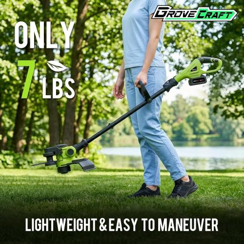 20V 12'' Cordless String Trimmer, Grass Trimmer&Edger with 8 Replacement Spools, Battery Powered Weed Trimmer with Auto Line Feed for Garden, Lawn(2*4AH Battery and Charger Included), Green