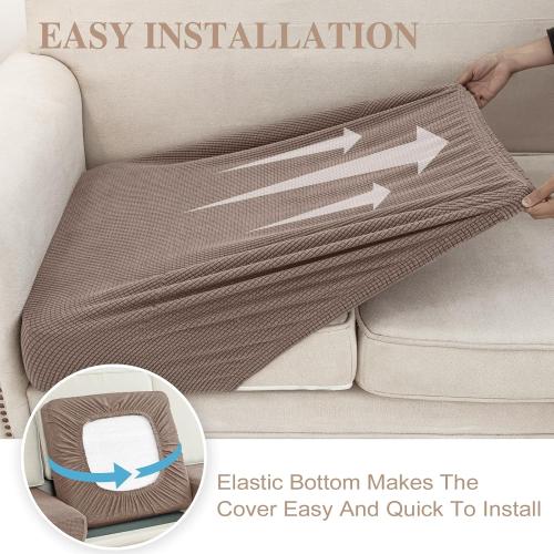 Couch Cushion Covers Seat Cushion Cover Stretch Couch Cover Separate Sectional Sofa Slipcovers Furniture Protector(3 Pieces for Seat or Sofa Backrest, Khaki)