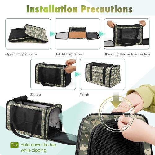 Cat Carrier Soft 25lbs Pet Carriers Portable Small Dog Puppy Airline Approved Carrier with Side Pockets Foldable Portable for Outdoor Car Digital Grey