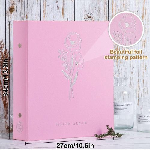 Lanpn Photo Album 4x6 400 Pockets, Linen Photo Albums Holds 400 Vertical Pictures Only Pink