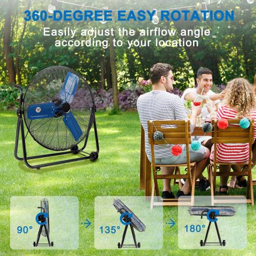 24 Inch High Velocity Industrial Fan 8500 CFM Heavy Duty Outdoor Fan 3-Speed 360 Degree Adjustable Tilt, Metal Floor Fans with Aluminum Blades for Workshop Patio Commercial Factory Garage - UL Listed