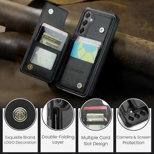 Vinich for Samsung Galaxy A16 Wallet Case with Card Holder, Black