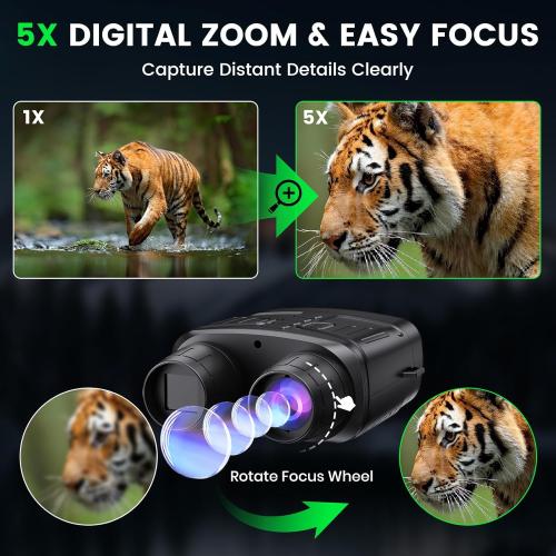 Night Vision Goggles, 4K Night Vision Binoculars for Adults with 5000mAh Battery, 3 HD Screen & 32GB Card for Hunting, Wildlife Observation, Security