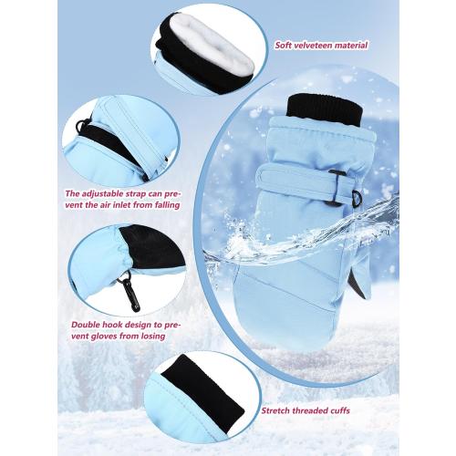 SATINIOR Kids Snow Mittens Waterproof Winter Ski Gloves Warm Thicken Snow Gloves for Girls Boys
