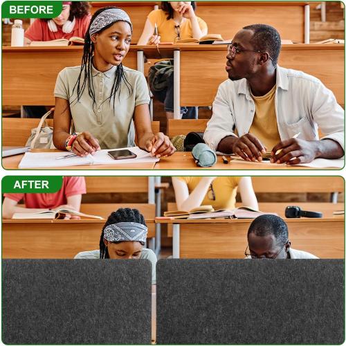 2 Pack Acoustic Desk Divider Partition 23.6 x 47.2 Stand up Freestanding Privacy Panel Noise Visual Distractions Reducing Table Divider for Student Reception Area Office (Deep Gray)