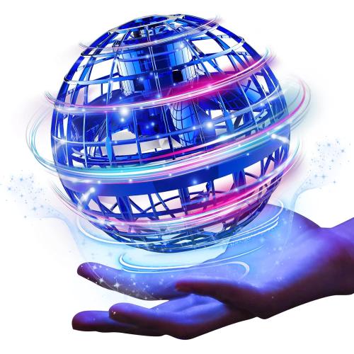 Ciniffo Flying Orb Ball Toy 2025 – Light Up Hand Controlled Boomerang Spinner Mini Drone Toy, Hover Cosmic Globe Ball, Cool Christmas & Birthday Gift for Boys Girls Teens Ages 6  (Blue)
