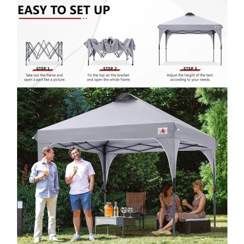 Size 10x10 Color Grey ABCCANOPY Outdoor Pop up Canopy Tent, 10x10 Instant Portable Canopy for Camping, Beach, Backyard,Gray