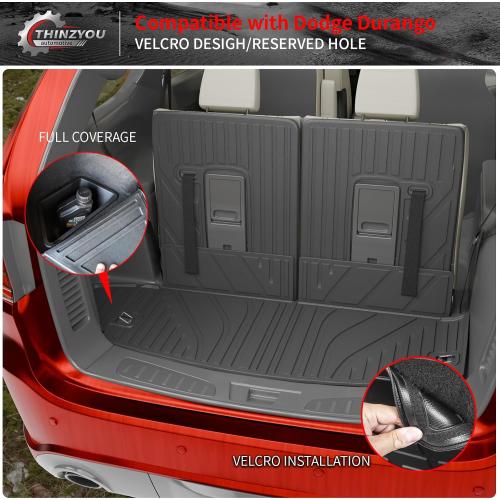 Floor Mats for 2016-2025 2026 Dodge Durango 6 Seats | Trunk Mat Cargo Mat TPE All Weather Back Seat Protector Trunk Liner 2024 Durango Accessories