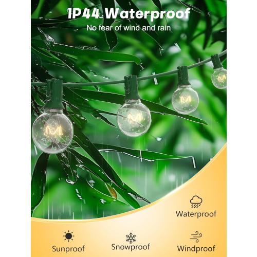 SUNSGNE 25Ft Christmas Round Lights, G40 Globe String Light with 27 Clear Bulbs, UL Certified for Outdoor Indoor Garden Party Wedding Pergola Backyard Patio Xmas Decoration, Green Wire