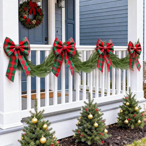 U'Artlines 2Pcs Christmas Norfolk Pine Garland, 6 Ft Xmas Faux Greenery Garland Real Touch Winter Cedar Garlands for Table Stairs Mantle Fireplace Holiday Decoration