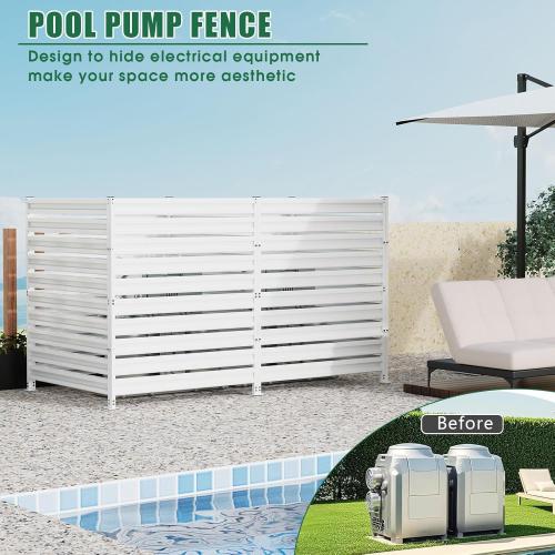 WHITE Metal Privacy Fence Panels for Outside, 42 H x 38 W (2 Panels) Air Conditioner Fences, Pool Equipment Enclosure Trash Can Fence, No Dig Privacy Screen Fencing for Outdoor, White