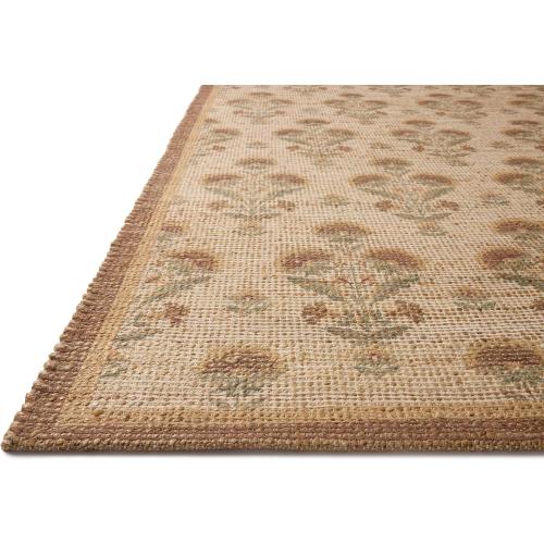 Loloi Chris Loves Julia Rue Collection RUE-01 Wheat/Sage 2'-3 x 3'-9 Accent Rug Jute Neutral Floral Living Room Bedroom Rug