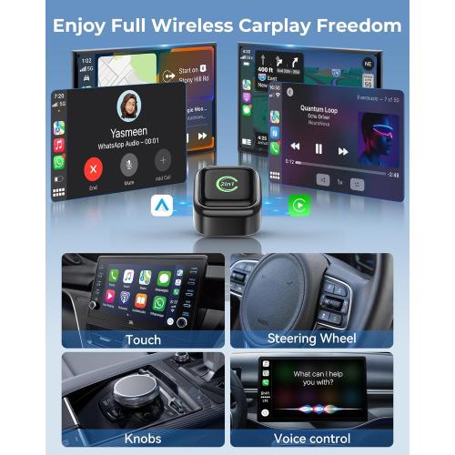 Wireless CarPlay Adapter, Convert Wired to Wireless, 2-in-1 CarPlay & Android Auto, Mini Plug & Play, Fast Auto-Connect & No Latency, USB/USB-C for Cars with Built-in CarPlay & iOS 10 /Android 11