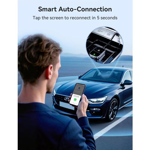 Redlake Wireless CarPlay Adapter for iPhone Mini Size Wireless Apple CarPlay Adapter for USB & USB-C/Type-C Plug and Play (Matte Black with Cable)