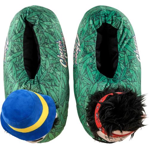 ODD SOX, Cheech & Chong, Fun Indoor Novelty Slippers, Big Fuzzy Cozy