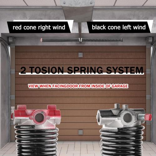 Pair of 2 Garage Door Torsion Springs Set with Non-Slip Winding Bars, High Precision Electrophoresis Oil-Free Black Coated for Replacement & Installation, MIN 16000 Cycles(0.234X2 X31)