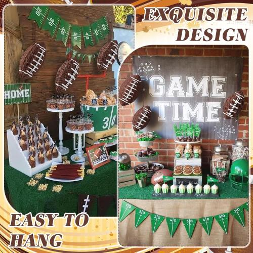 3 Pcs Woven Football Hanging Decor, Handmade Rustic Rattan Football Wall Decor for Boys Room, Man Cave, Game Room, Sports Theme Gifts, DIY Craft Project, Game Day Club Birthday Party Supplies